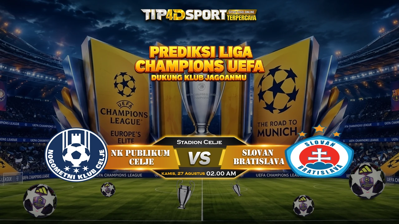 Pertandingan antara NK Celje dan Slovan Bratislava dalam kualifikasi play-off Leg Kedua UEFA Champions League